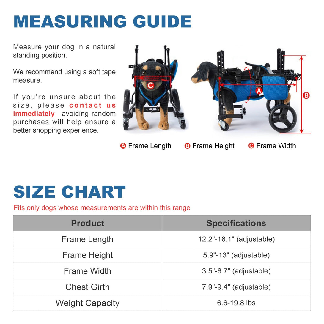 Full Support 4 - Wheel Wheelchair for Small Dogs - PawPattz